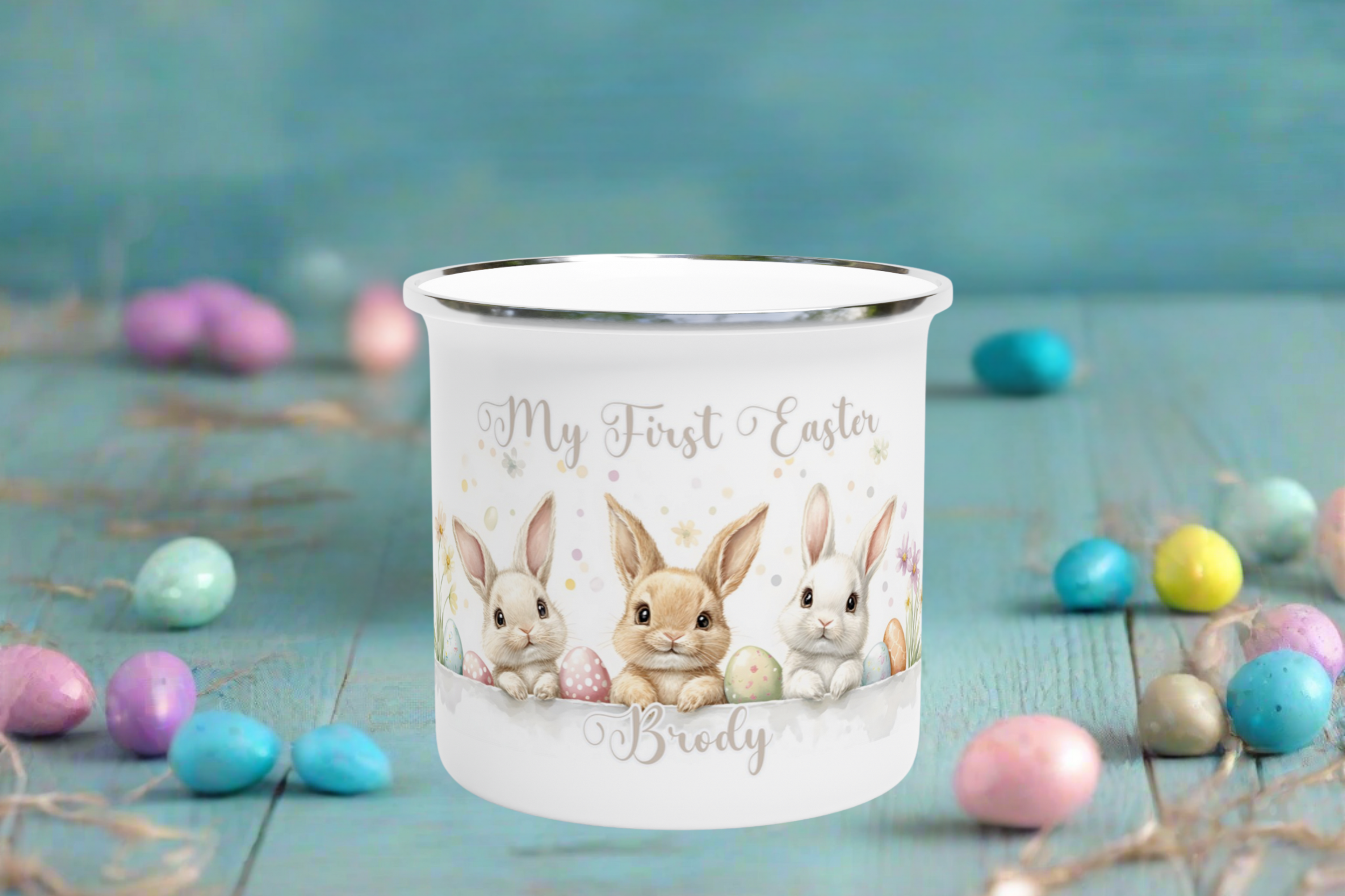 Baby Personalised Enamel Mug - [farm_afternoons]