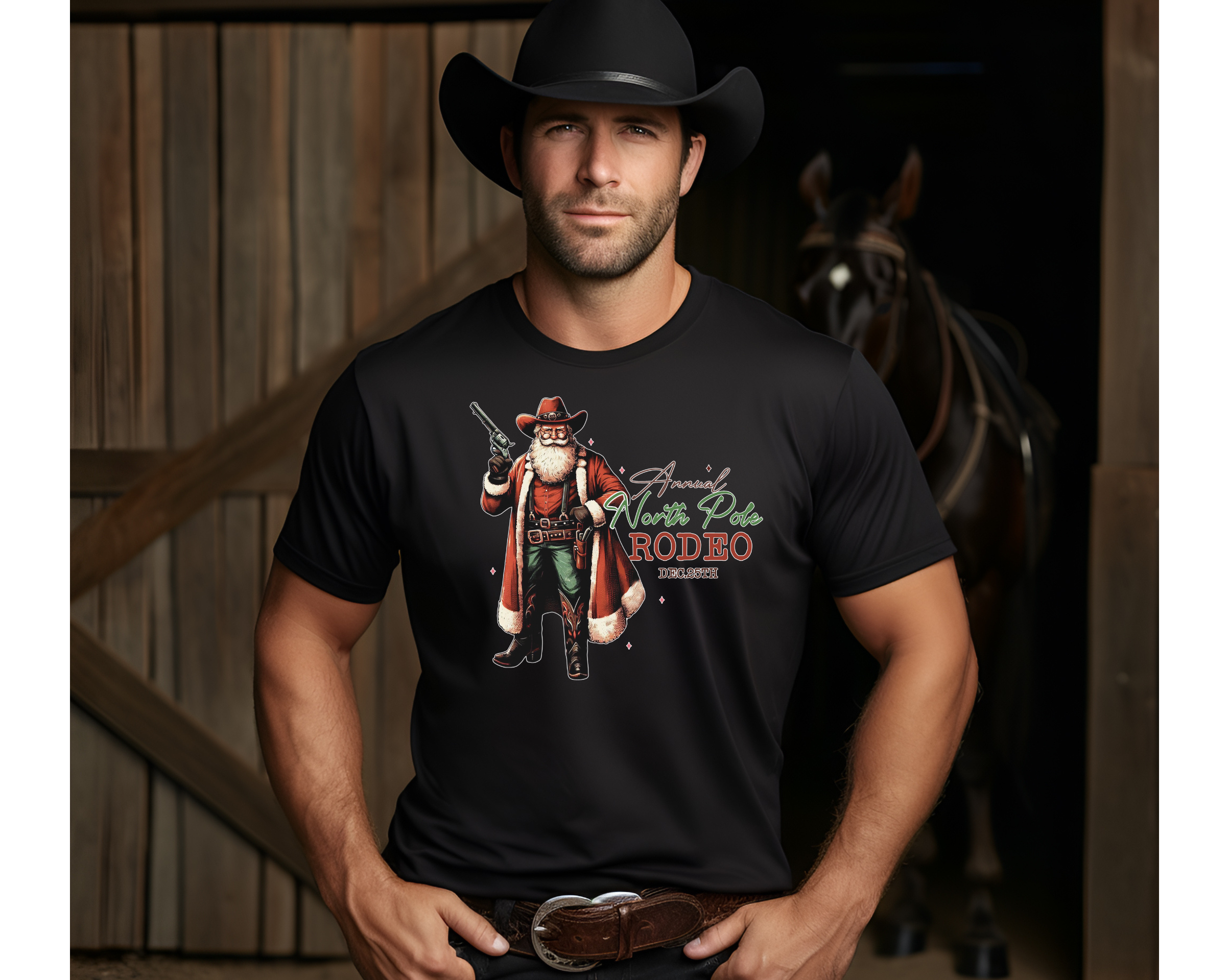 Men's Santa Rodeo T-Shirt - [farm_afternoons]