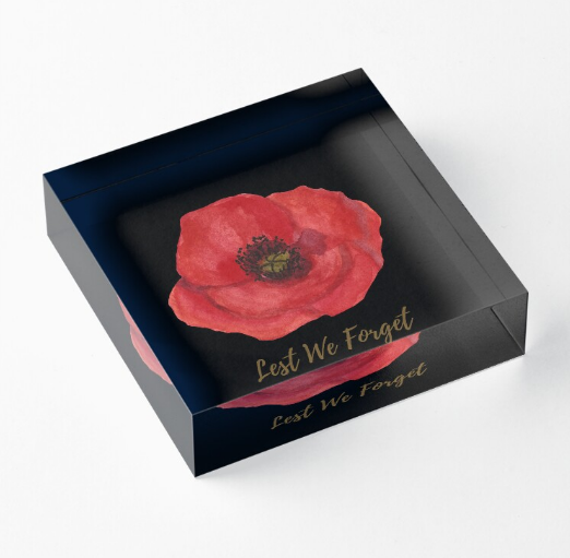 Anzac Poppy Acrylic Block