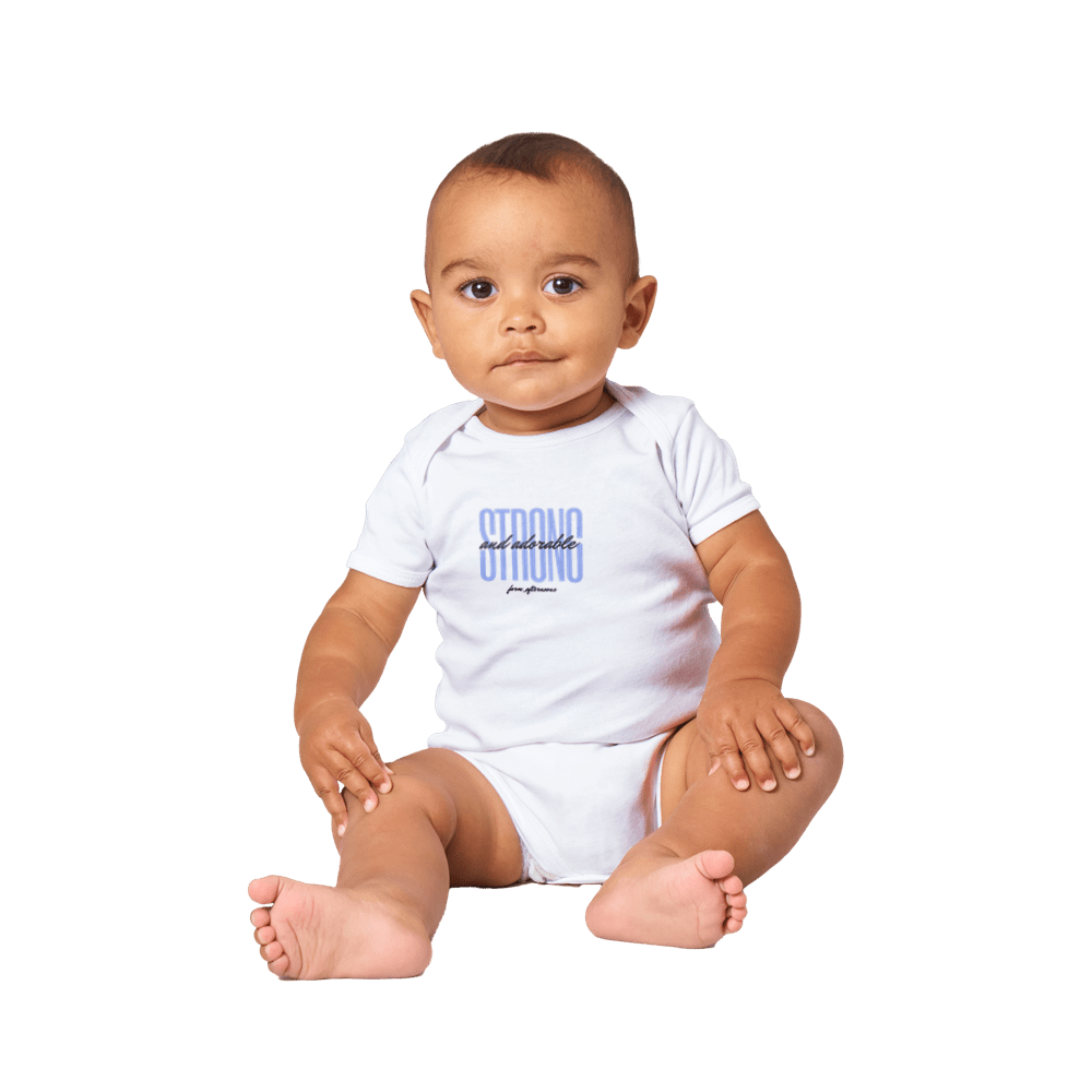 Blue Strong & Adorable - Baby Short Sleeve Onesies