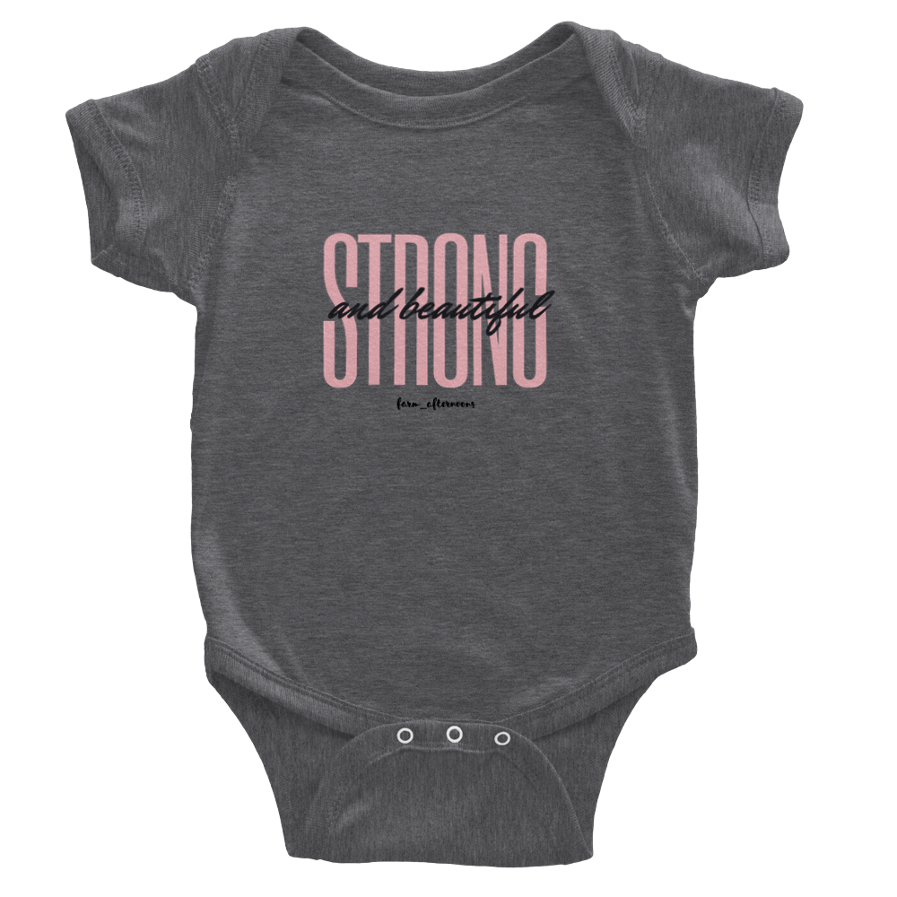 Pink Strong & Beautiful - Baby Short Sleeve Onesies - [farm_afternoons]