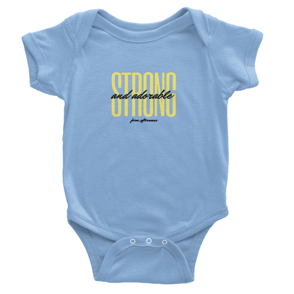 Yellow Strong and Adorable -  Baby Short Sleeve Onesies - [farm_afternoons]