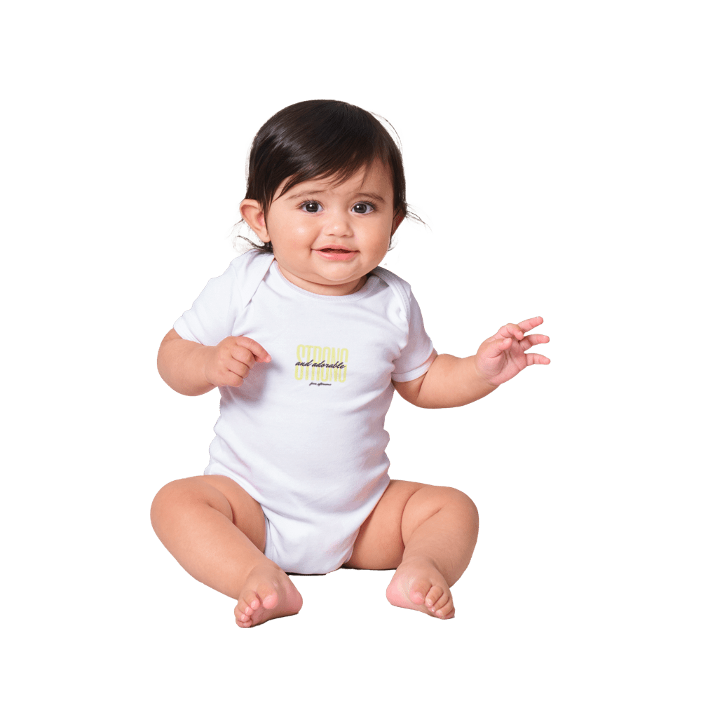 Yellow Strong and Adorable -  Baby Short Sleeve Onesies - [farm_afternoons]