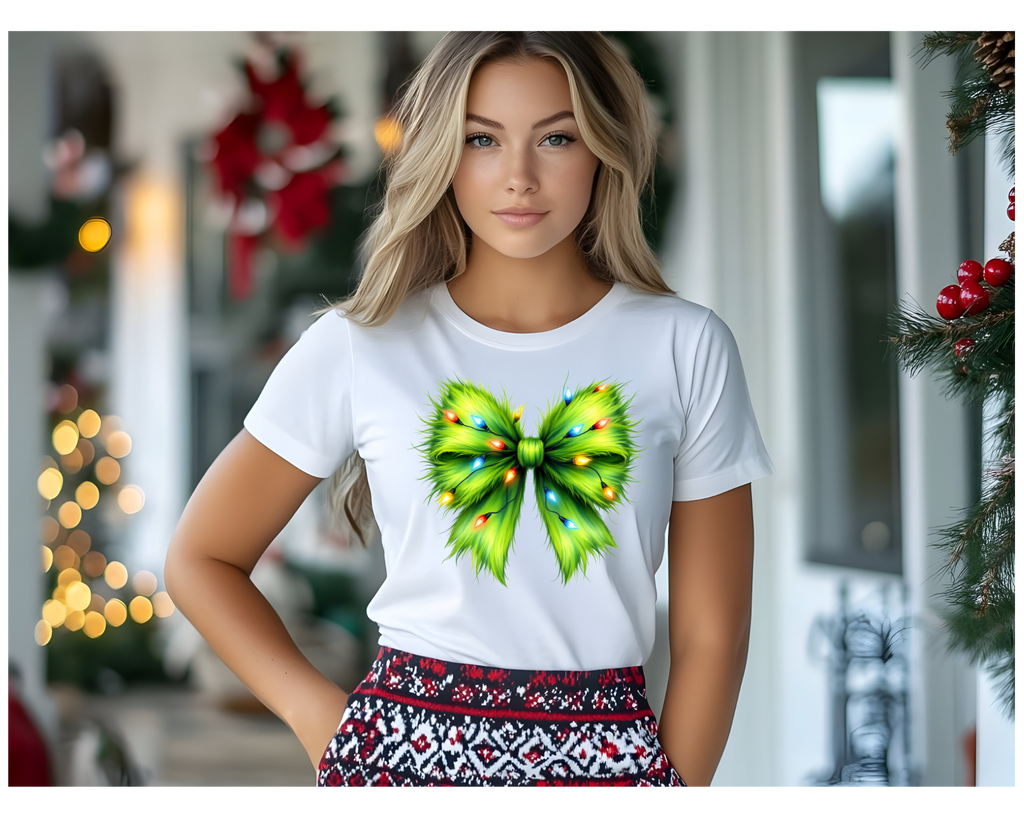 Women's Green Christmas Bow - [farm_afternoons]