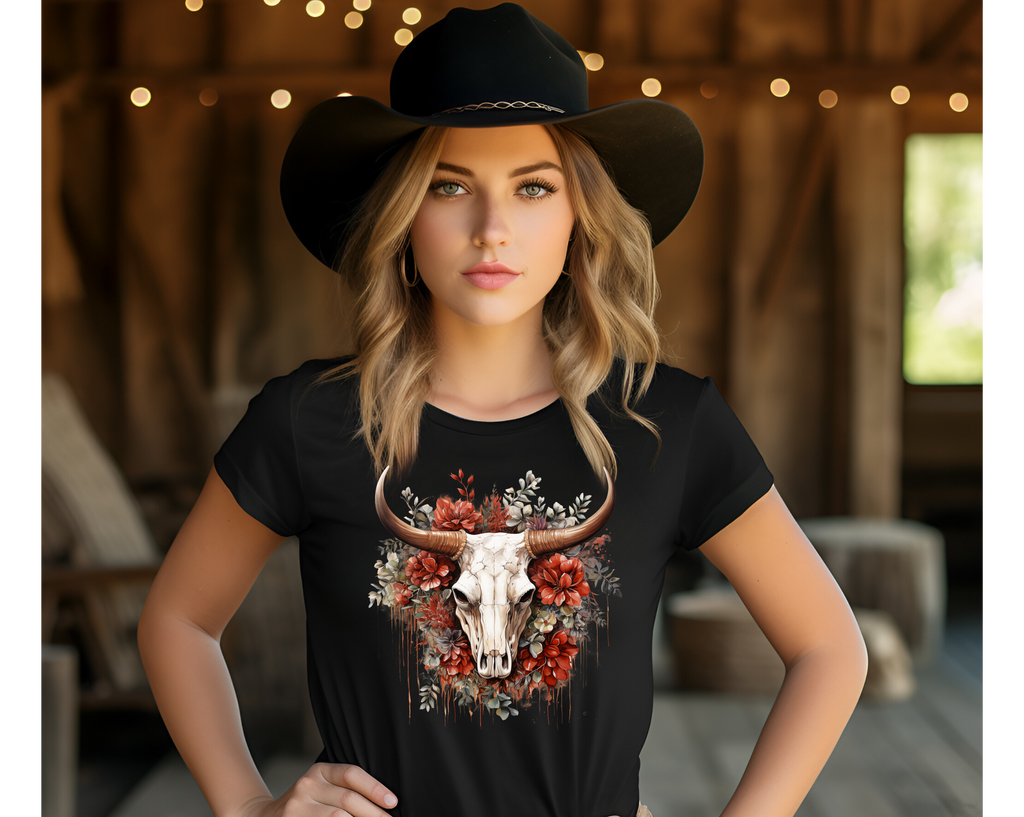 Vintage Xmas Bull Skull Tee - [farm_afternoons]