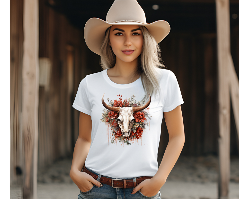 Vintage Xmas Bull Skull Tee - [farm_afternoons]
