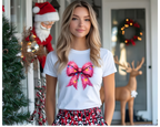 Women's Pink Christmas Bow - [farm_afternoons]