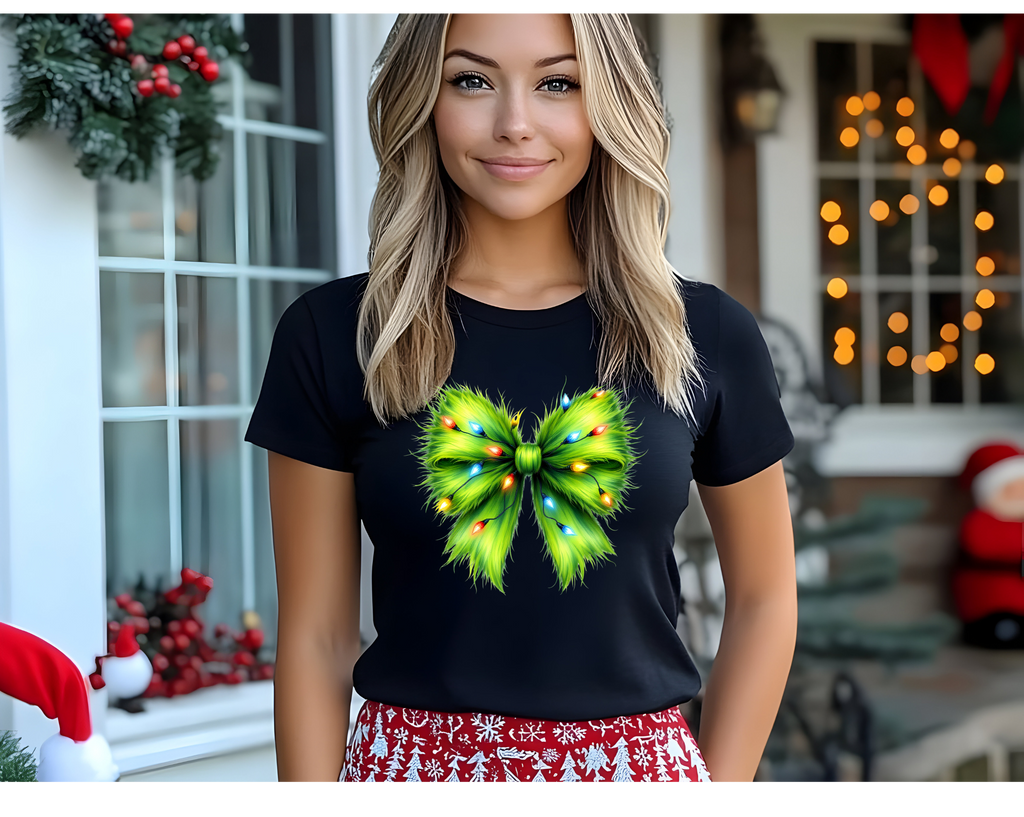 Women's Green Christmas Bow - [farm_afternoons]