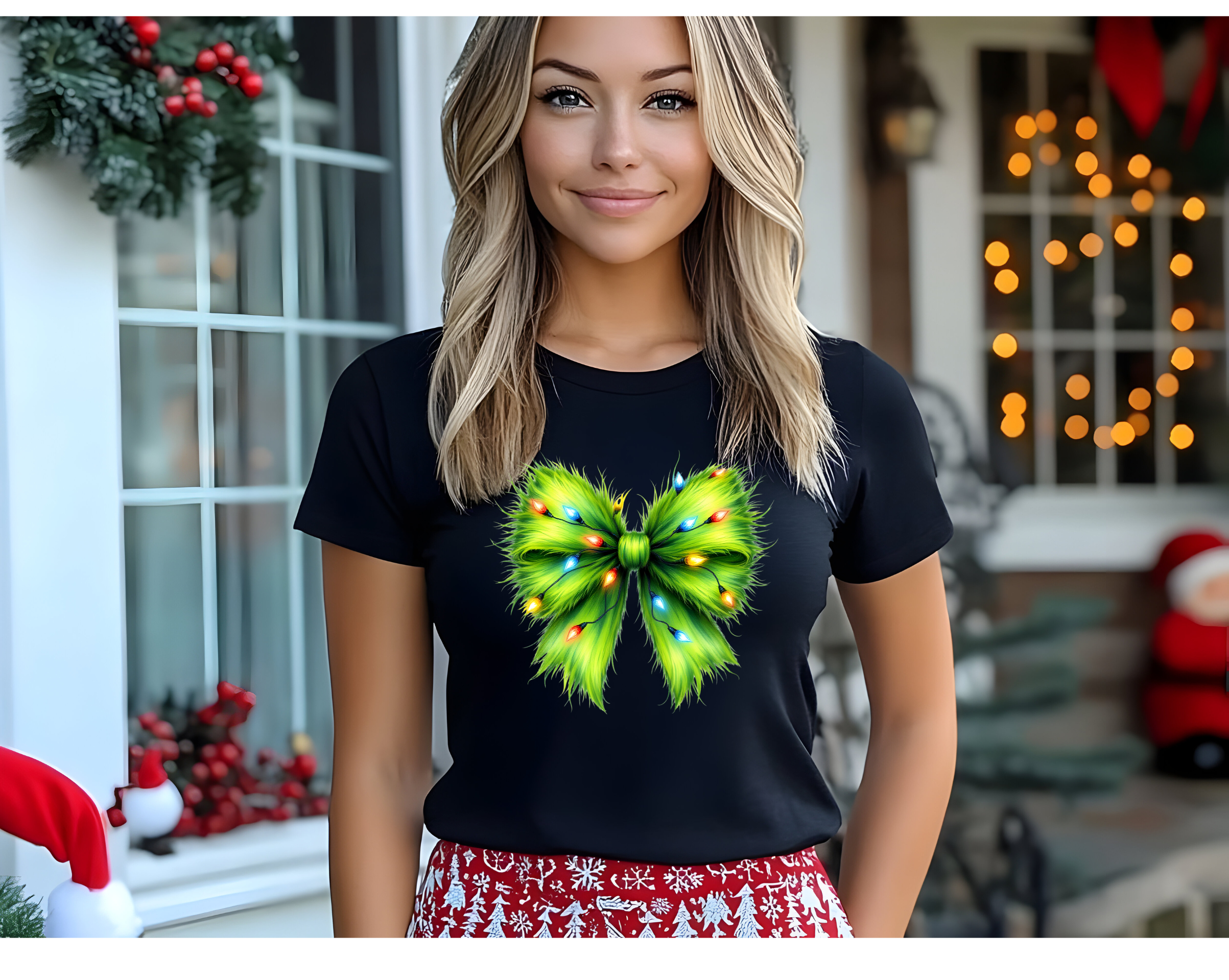 Women's Green Christmas Bow - [farm_afternoons]