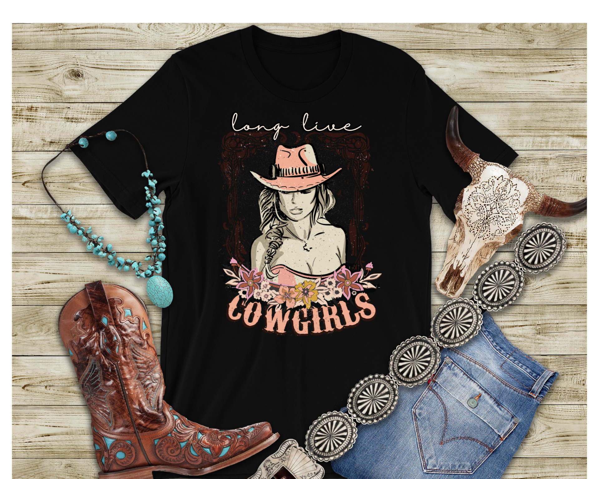 Women's OutLaw Cowgirl TShirt - [farm_afternoons]