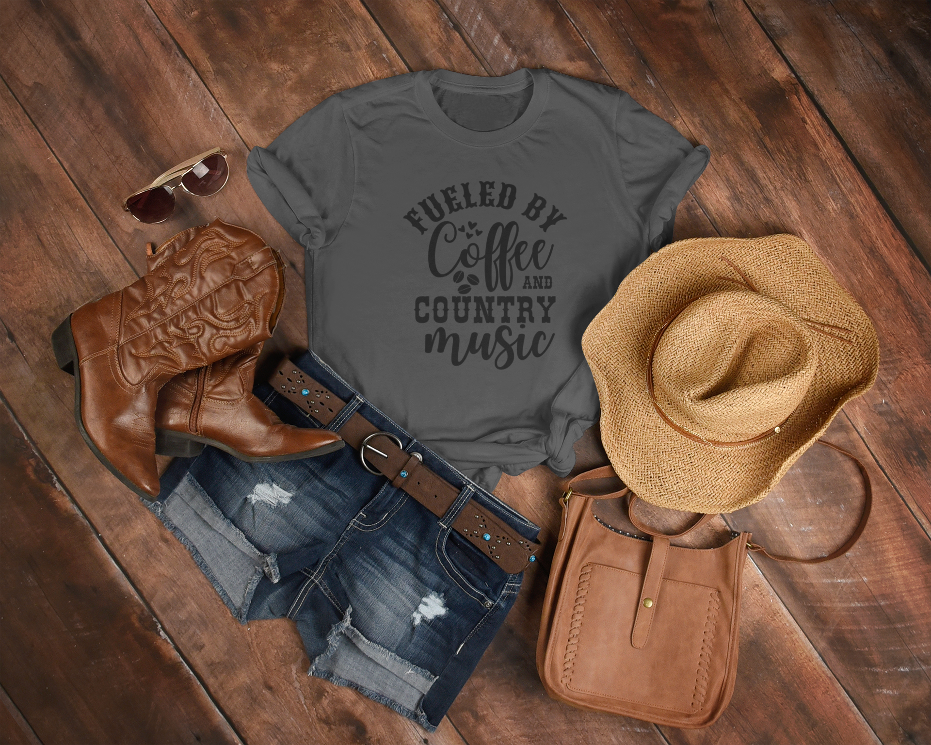 Women's Coffee & Country Music Tee - [farm_afternoons]