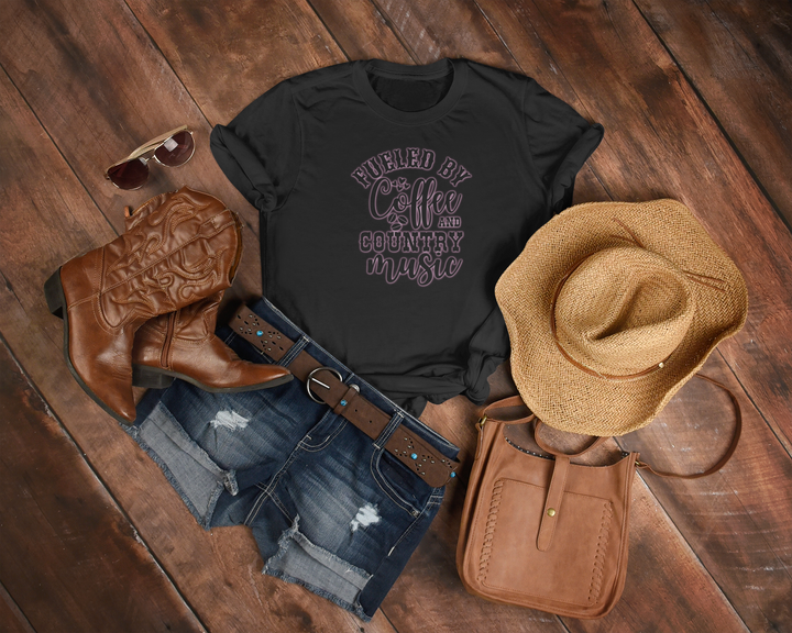 Women's Pink Coffee & Country Music Tee