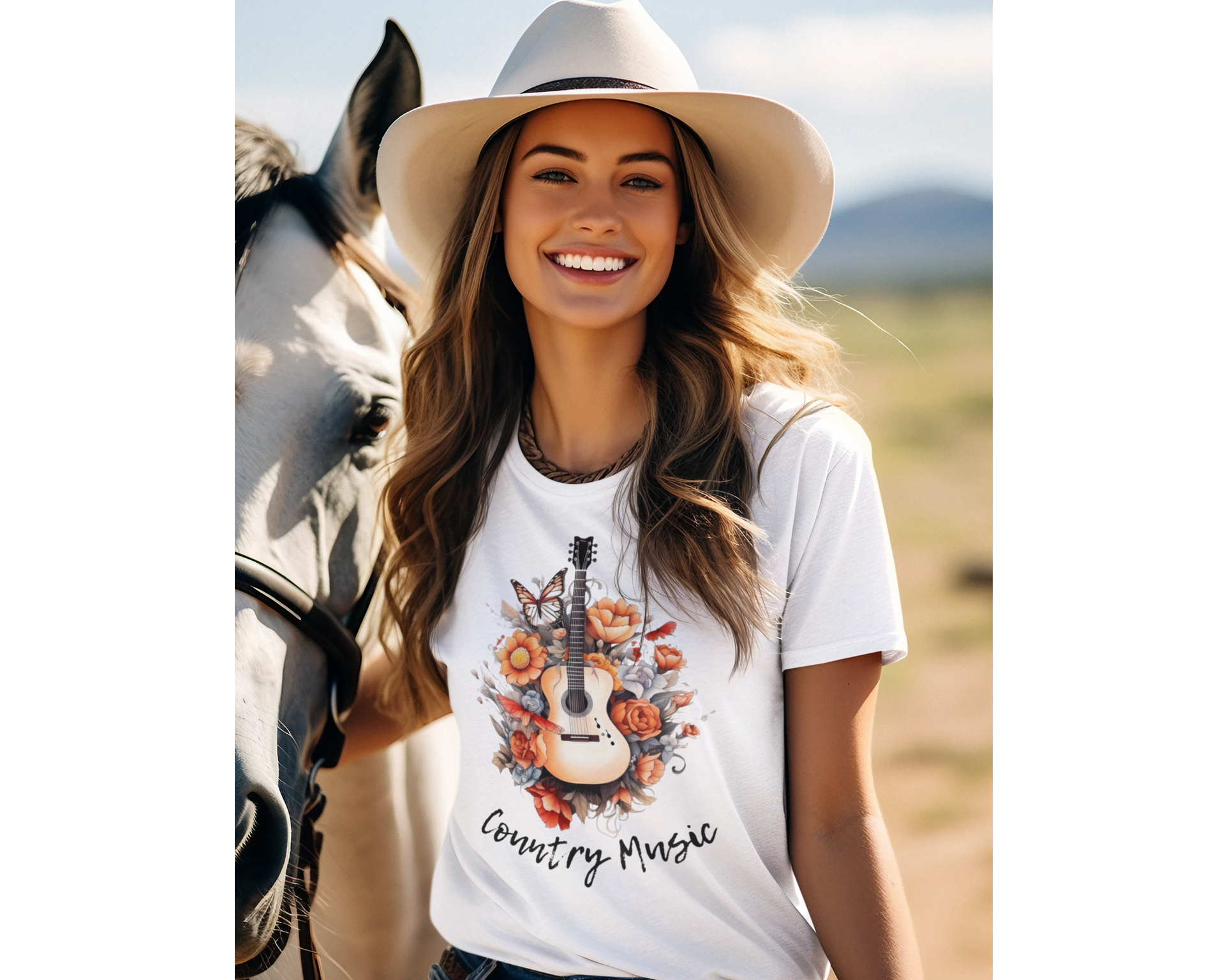 Women's Floral Country Music T-Shirt - [farm_afternoons]