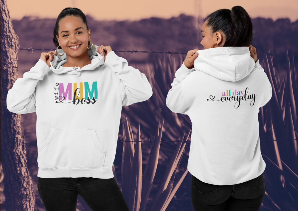 White Wife Mum Boss Hoodie - [farm_afternoons]