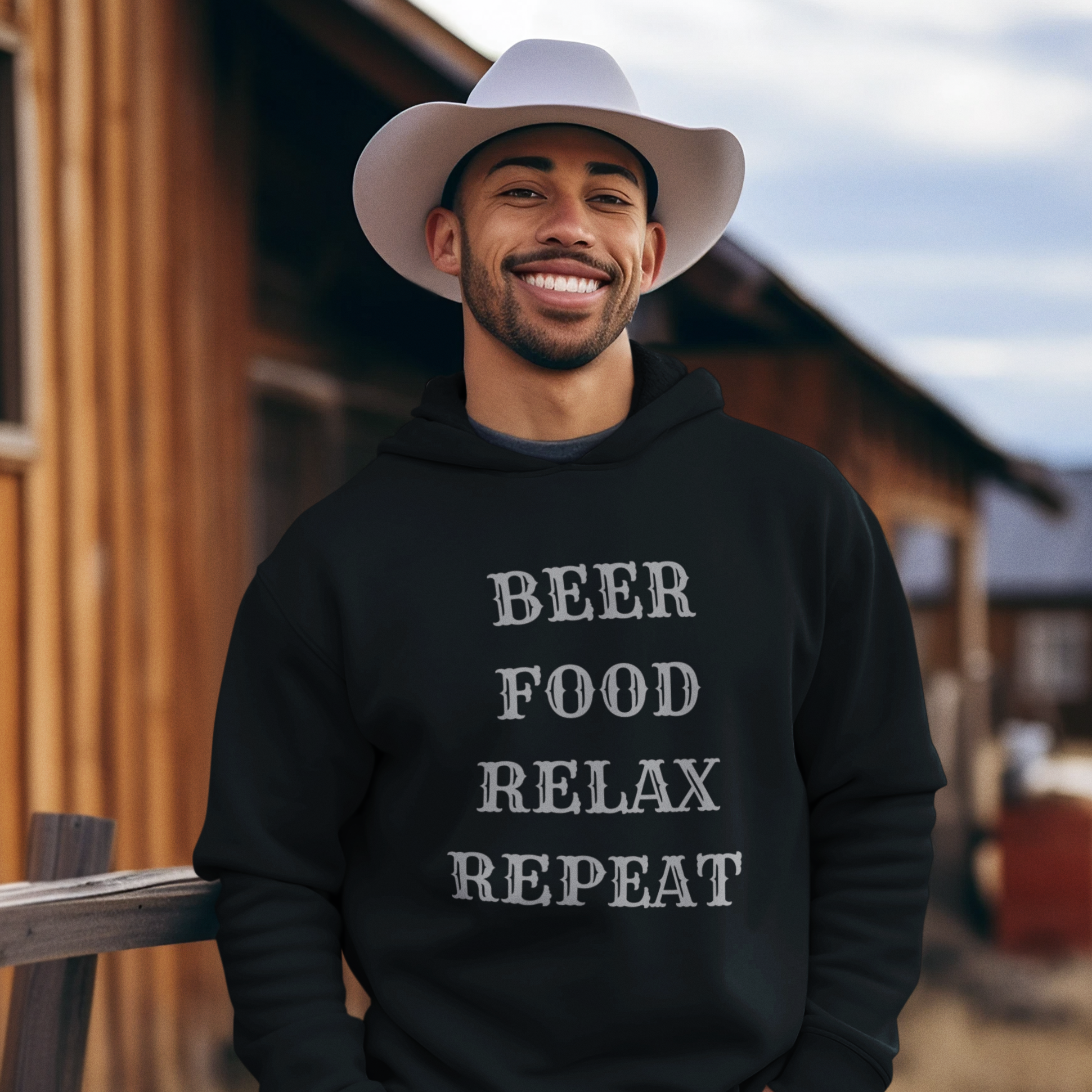 Men's Beer Food Relax Repeat Hoodie - [farm_afternoons]