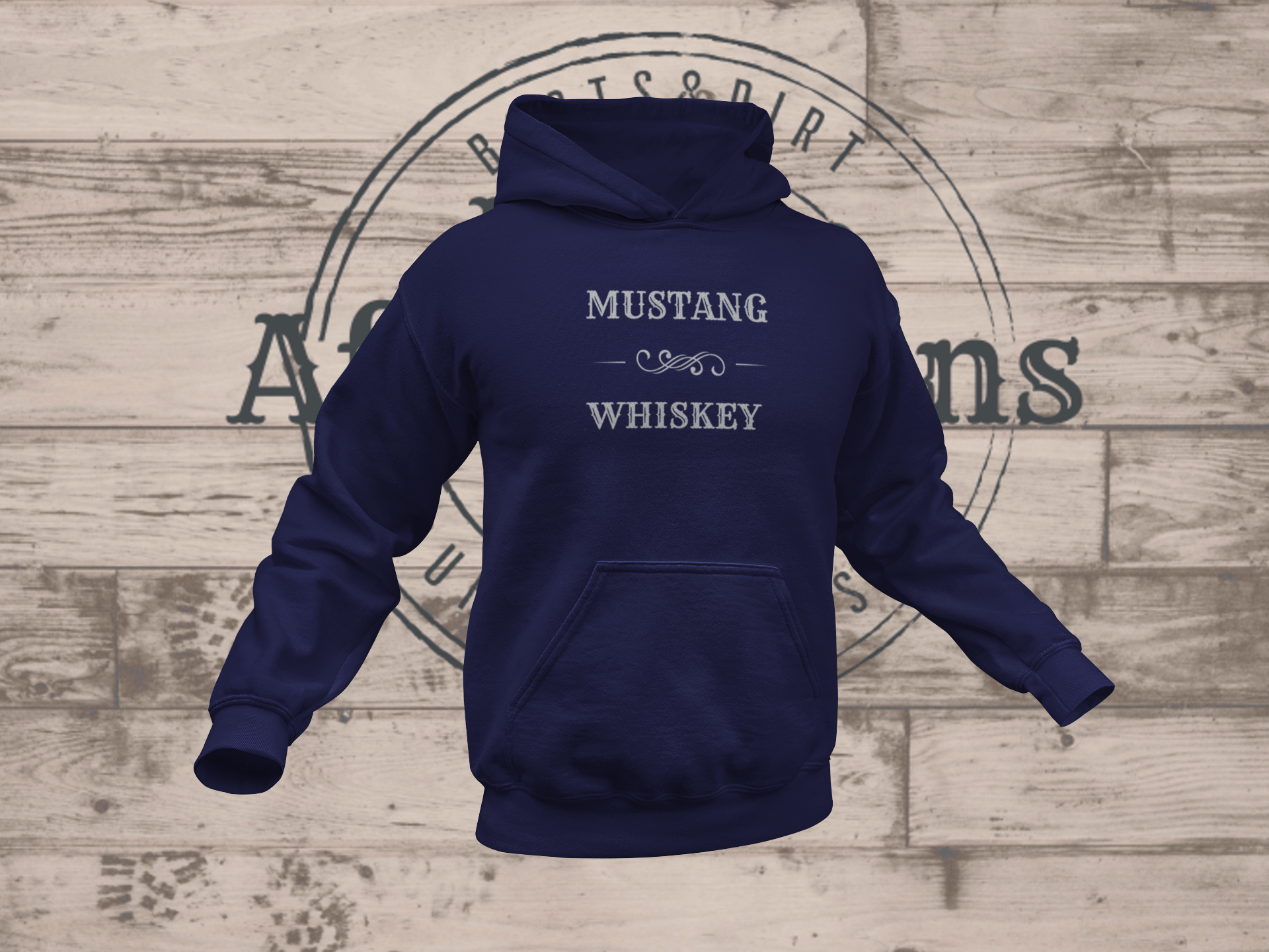 Men's Grey Mustang Whiskey Hoodie - [farm_afternoons]