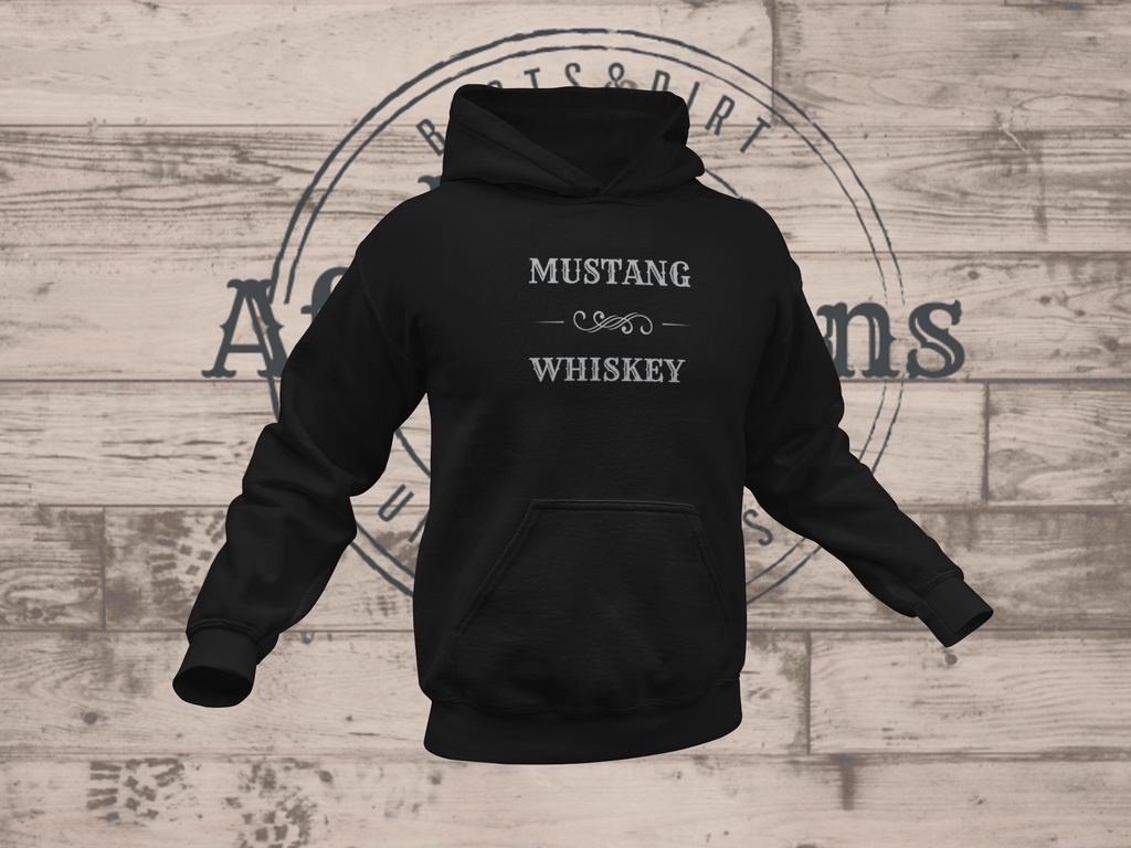 Men's Grey Mustang Whiskey Hoodie - [farm_afternoons]