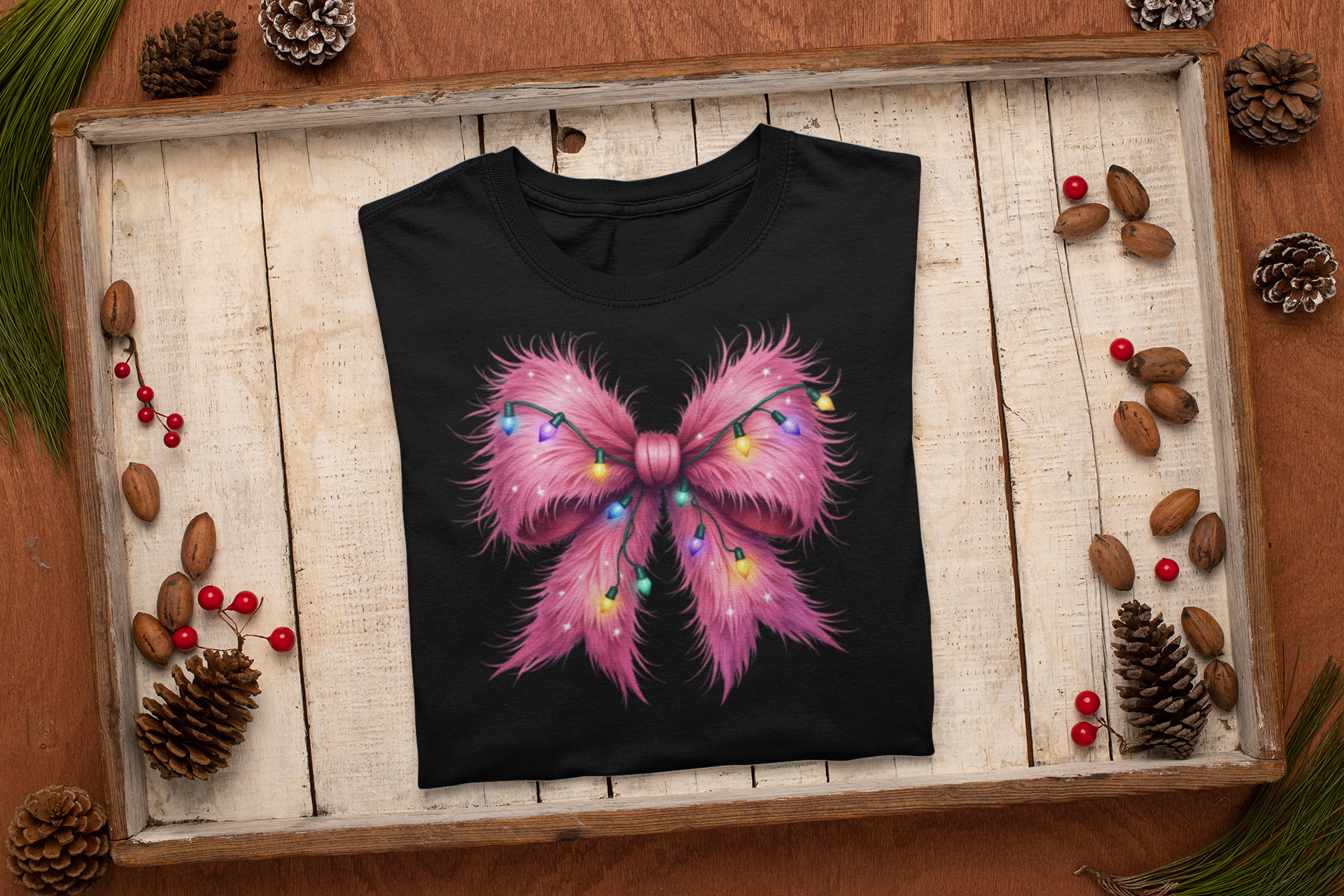 Women's Pink Christmas Bow - [farm_afternoons]