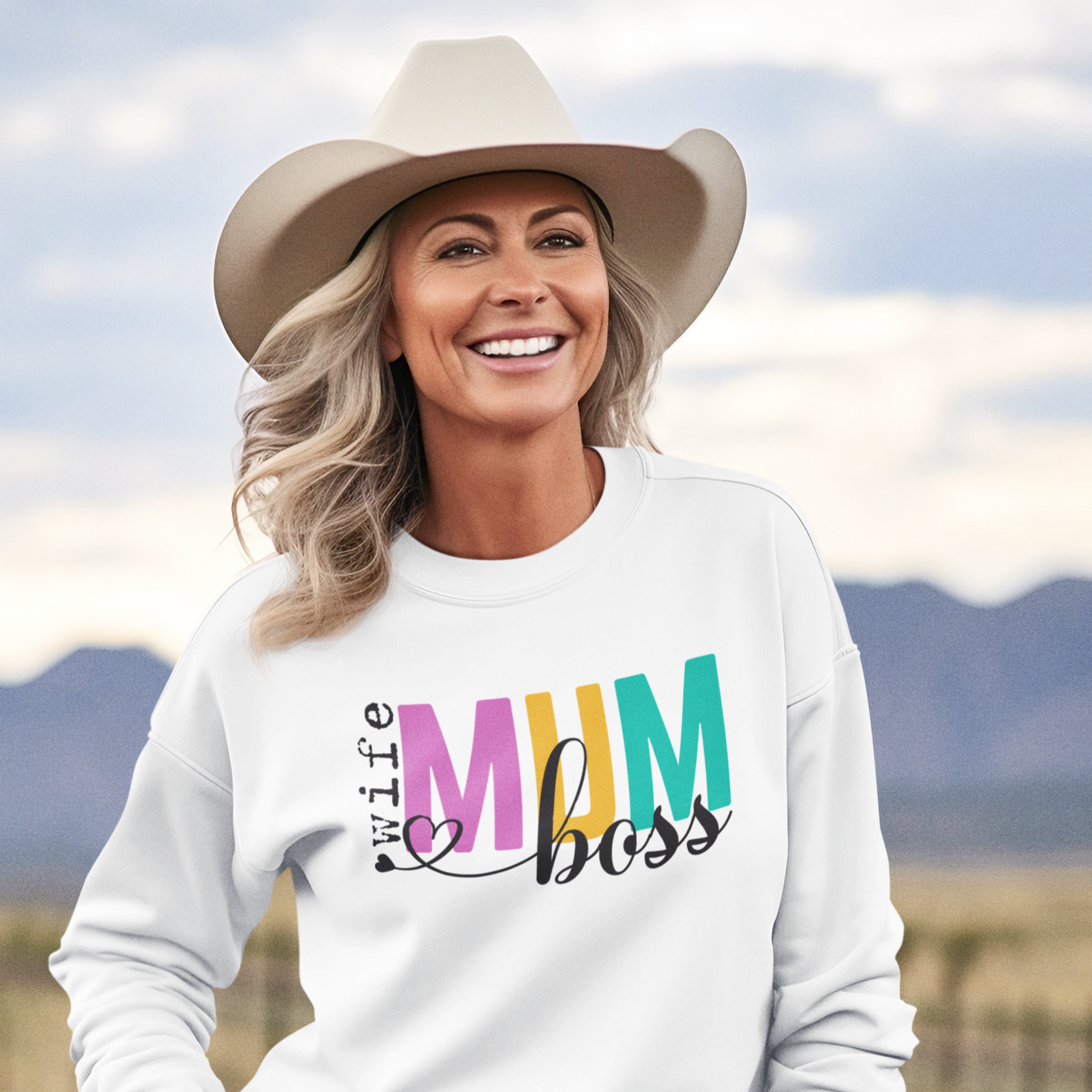 White Wife Boss Mum Sweatshirt - [farm_afternoons]