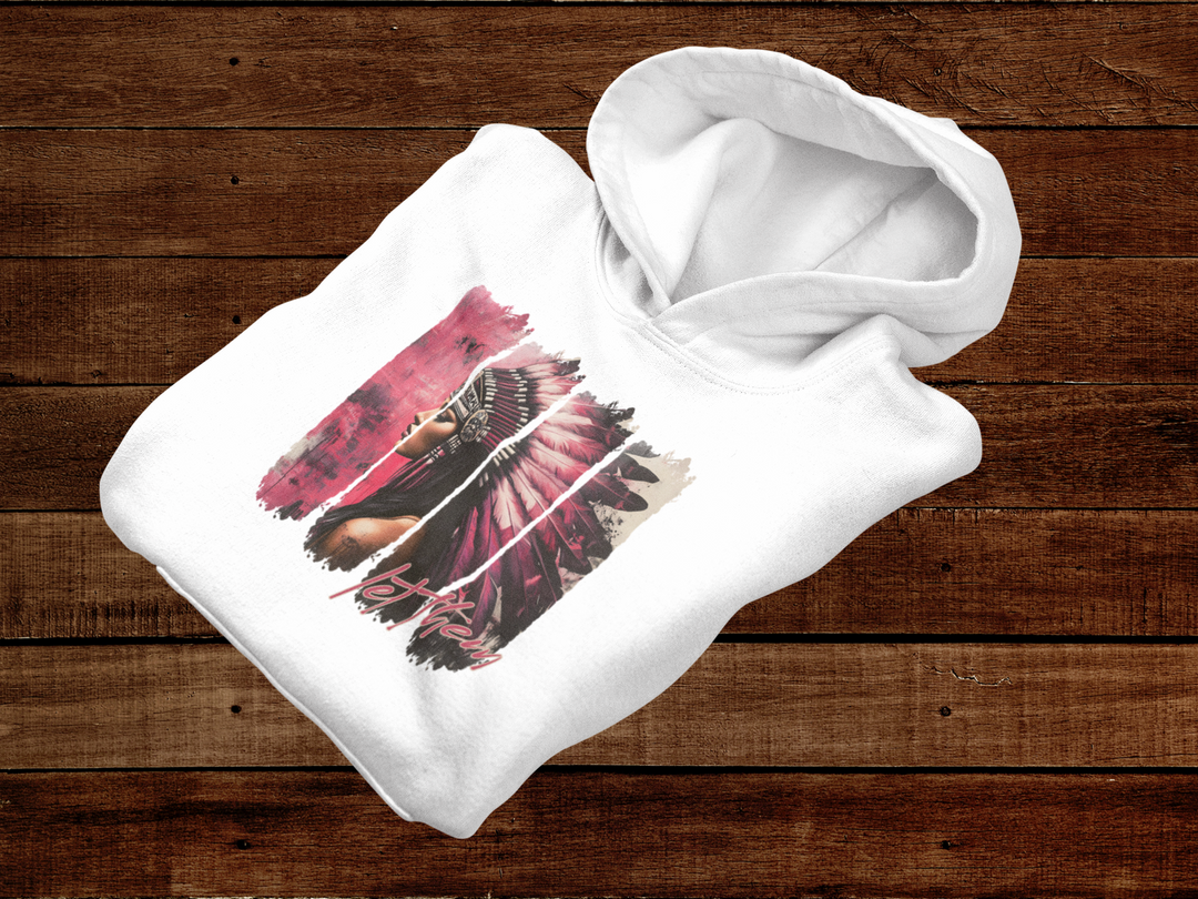 flat lay white hoodie with Let Them graphic
