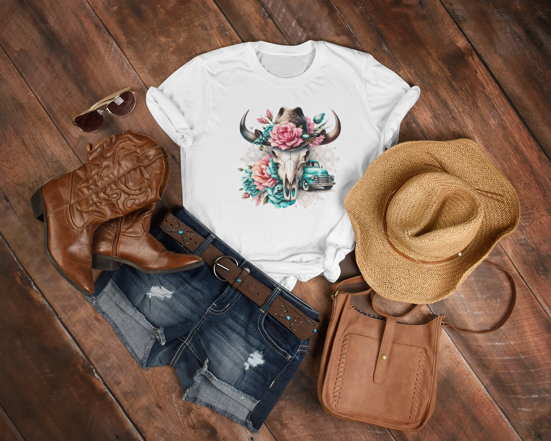 Womens Floral Bulls and Trucks - [farm_afternoons]