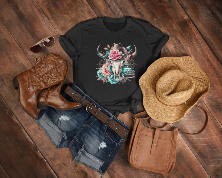 Womens Floral Bulls and Trucks - [farm_afternoons]