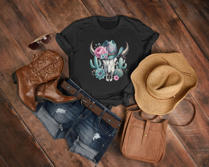 Western Turquoise Cactus Tee - [farm_afternoons]