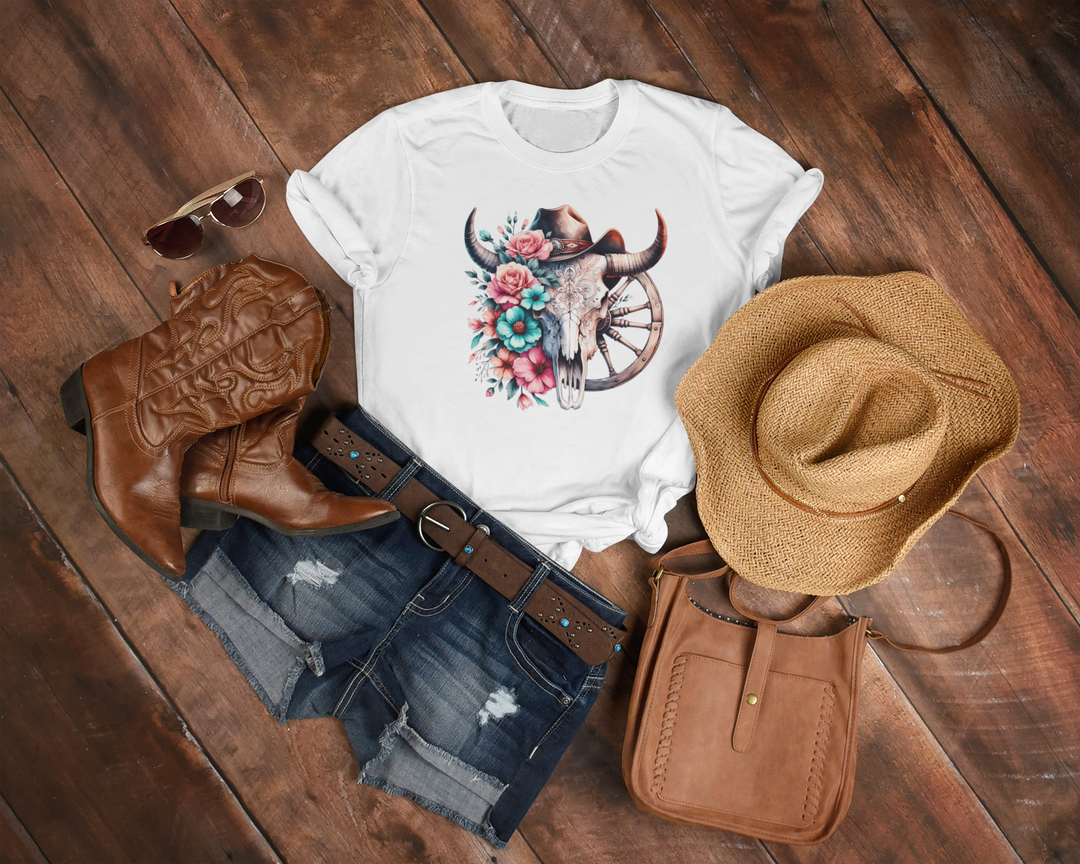 Women's Floral Wagon Wheel Tee - [farm_afternoons]