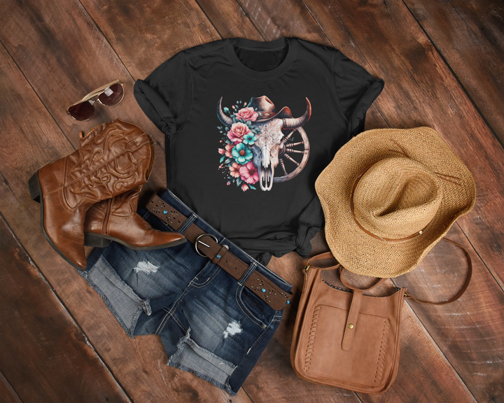 Women's Floral Wagon Wheel Tee - [farm_afternoons]