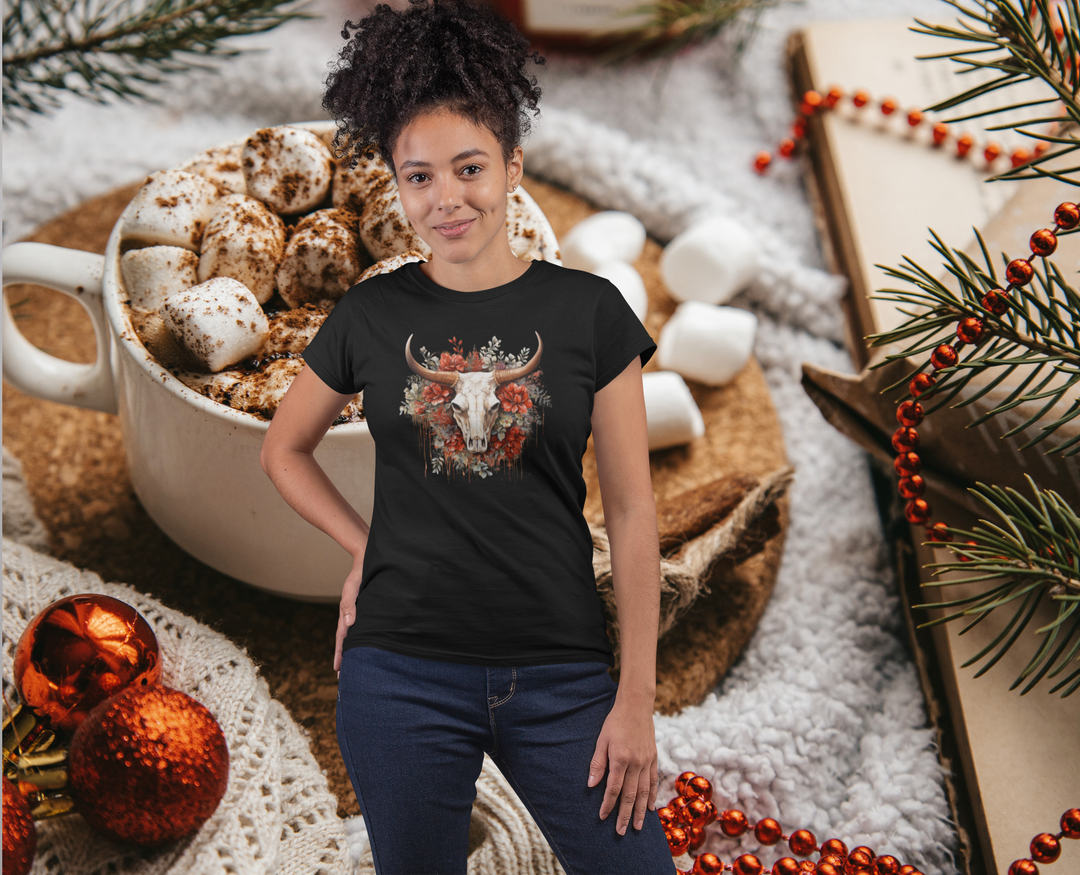 Vintage Xmas Bull Skull Tee - [farm_afternoons]