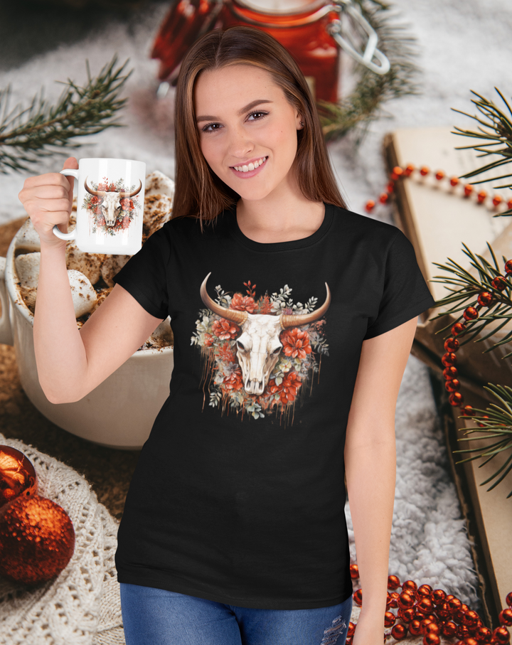 Vintage Xmas Bull Skull Mug - [farm_afternoons]