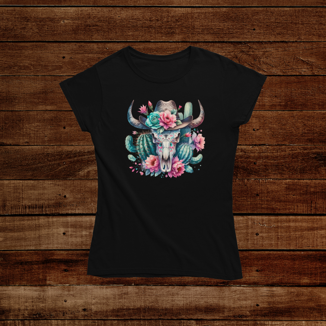 Womens Bull Skulls & Cactus Tee - [farm_afternoons]