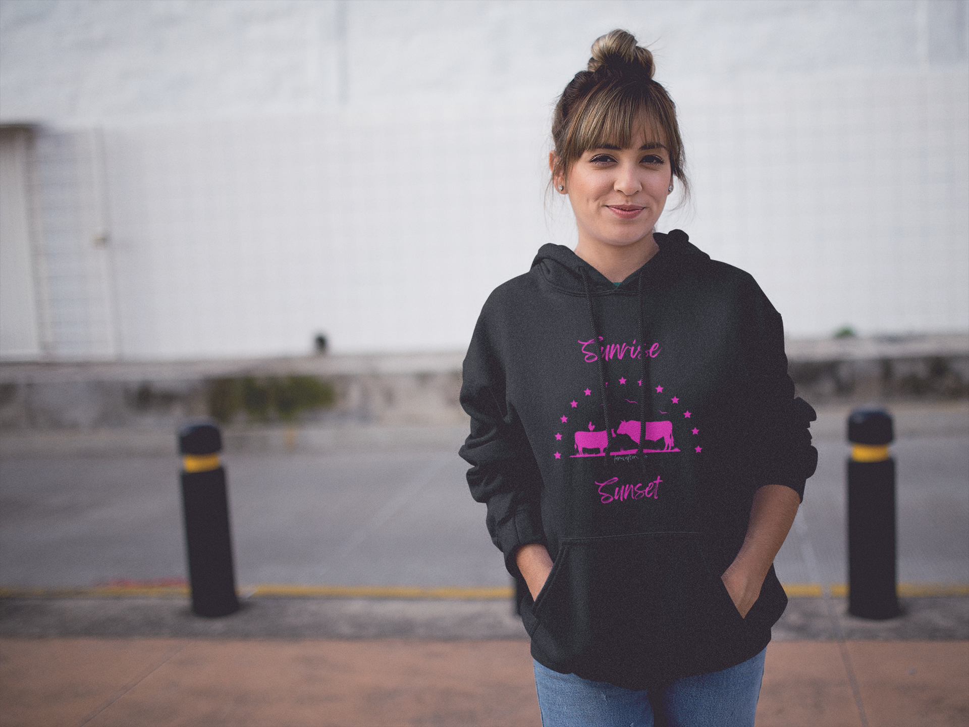 Women's Pink Sunrise Sunset Hoodie - [farm_afternoons]