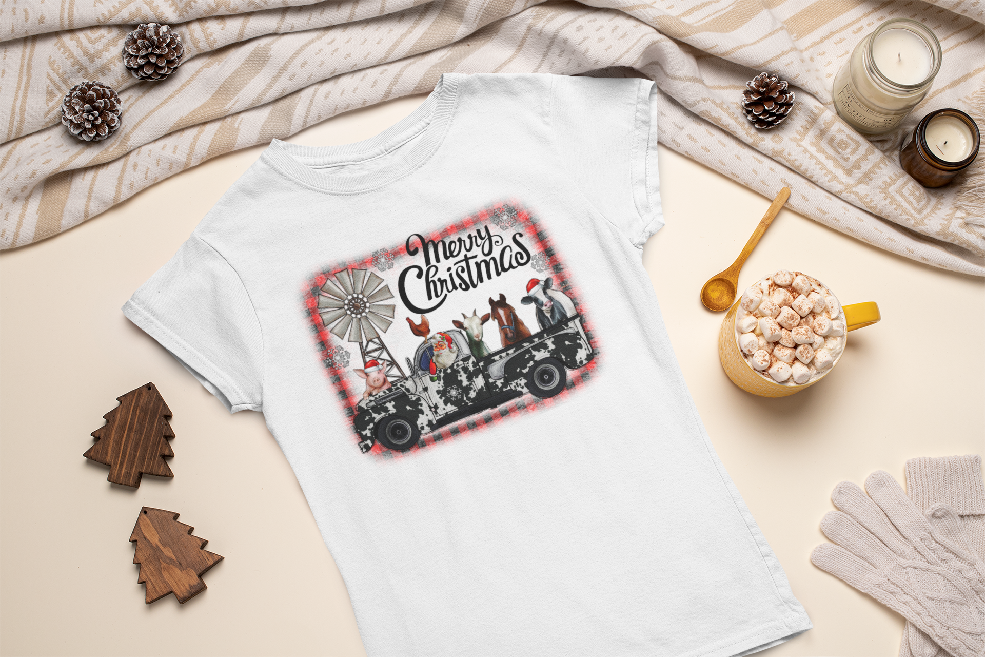 Women's Merry Christmas T-shirt - [farm_afternoons]