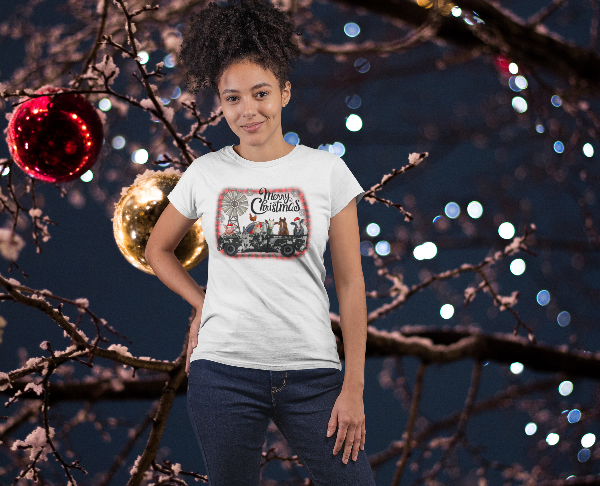Women's Merry Christmas T-shirt - [farm_afternoons]