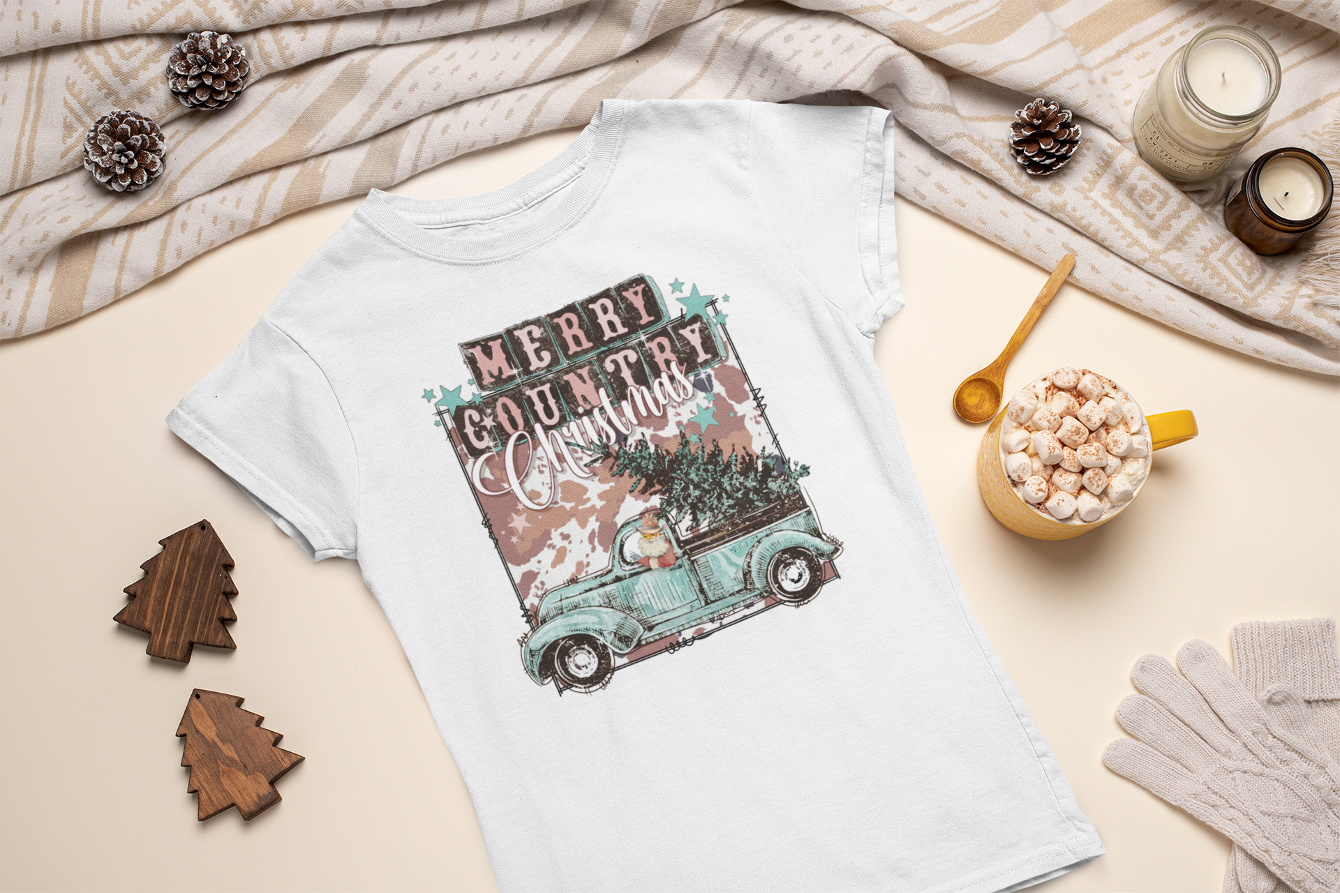 Merry Country Christmas T-shirt - [farm_afternoons]