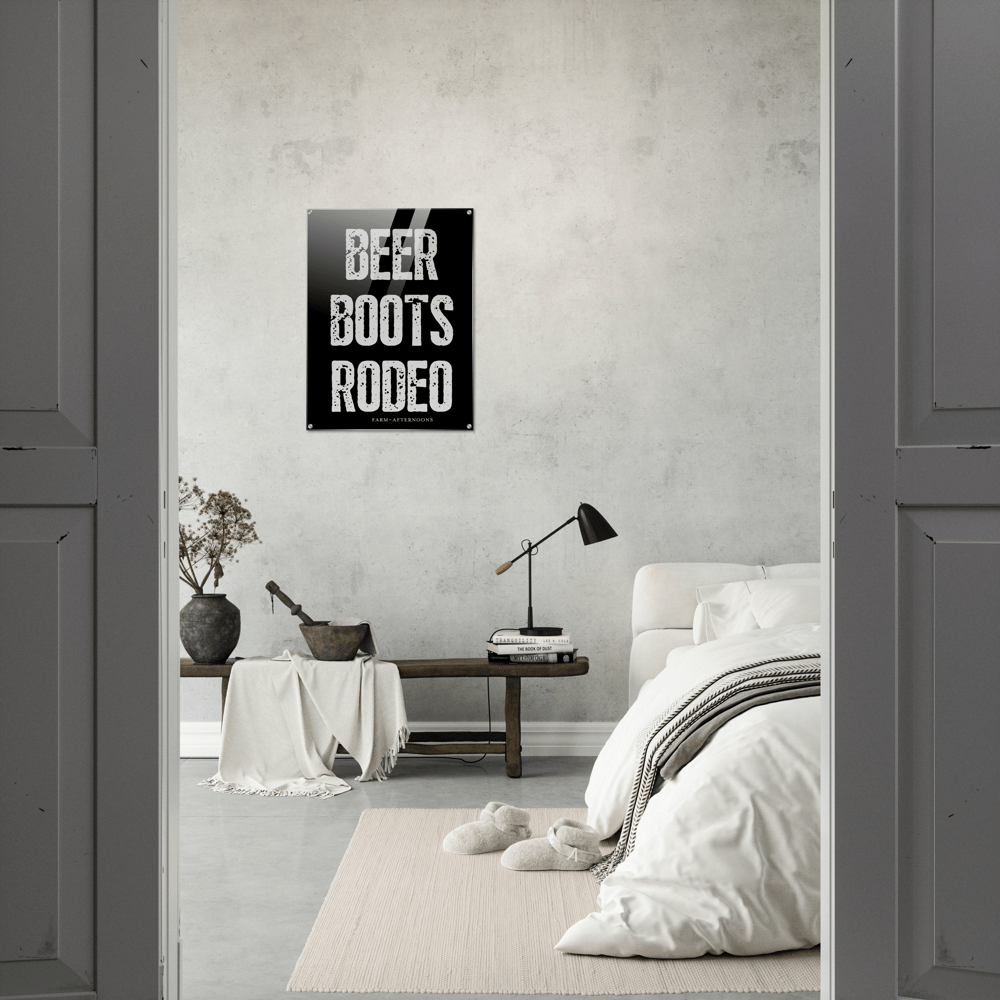 BEER BOOTS RODEO - Acrylic Print - [farm_afternoons]