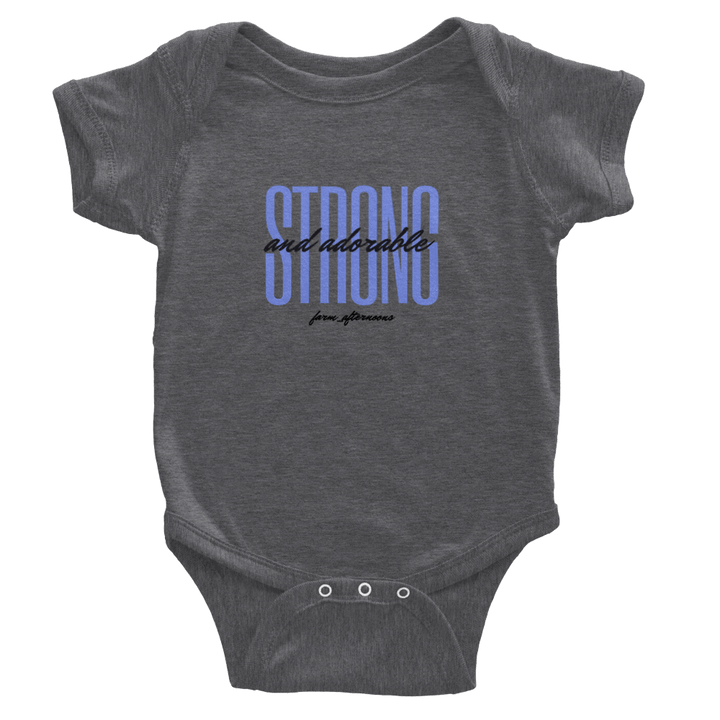 Blue Strong & Adorable - Baby Short Sleeve Onesies - [farm_afternoons]