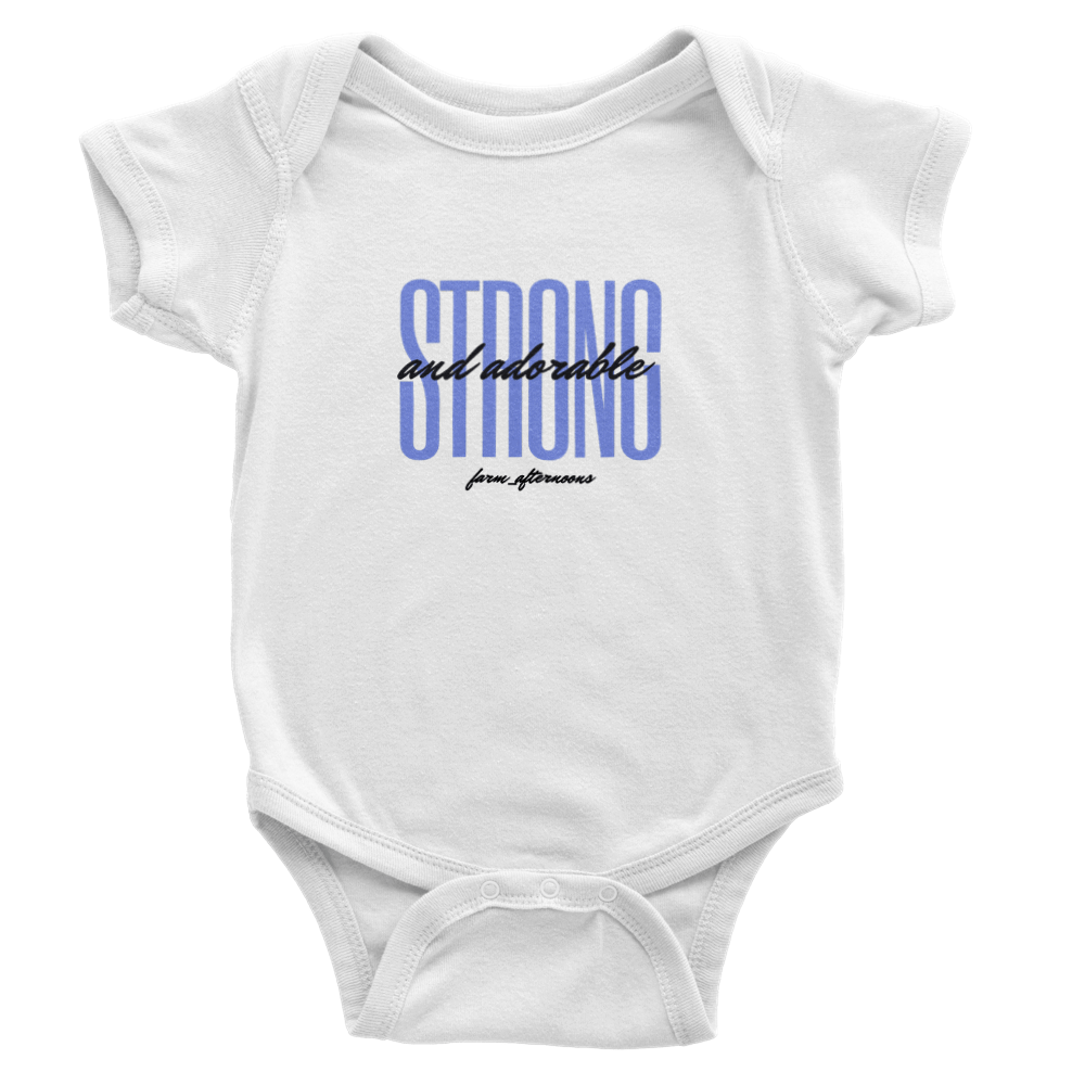 Blue Strong & Adorable - Baby Short Sleeve Onesies - [farm_afternoons]