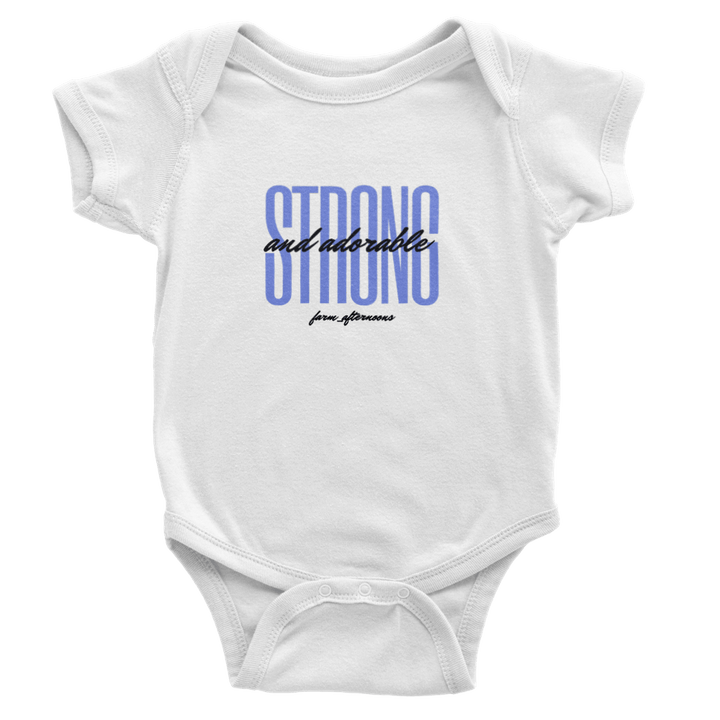 Blue Strong & Adorable - Baby Short Sleeve Onesies - [farm_afternoons]