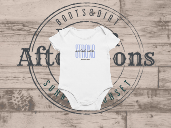 Blue Strong & Adorable - Baby Short Sleeve Onesies - [farm_afternoons]