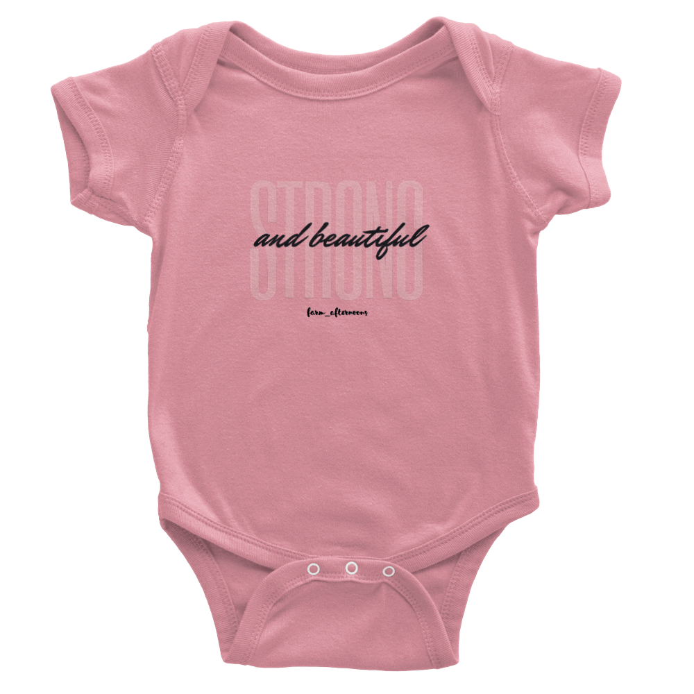 Pink Strong & Beautiful - Baby Short Sleeve Onesies - [farm_afternoons]