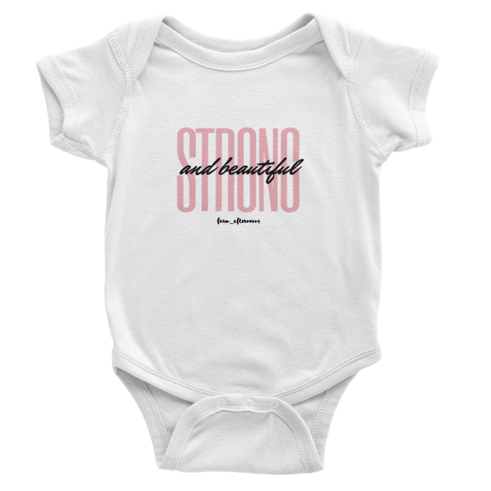 Pink Strong & Beautiful - Baby Short Sleeve Onesies - [farm_afternoons]