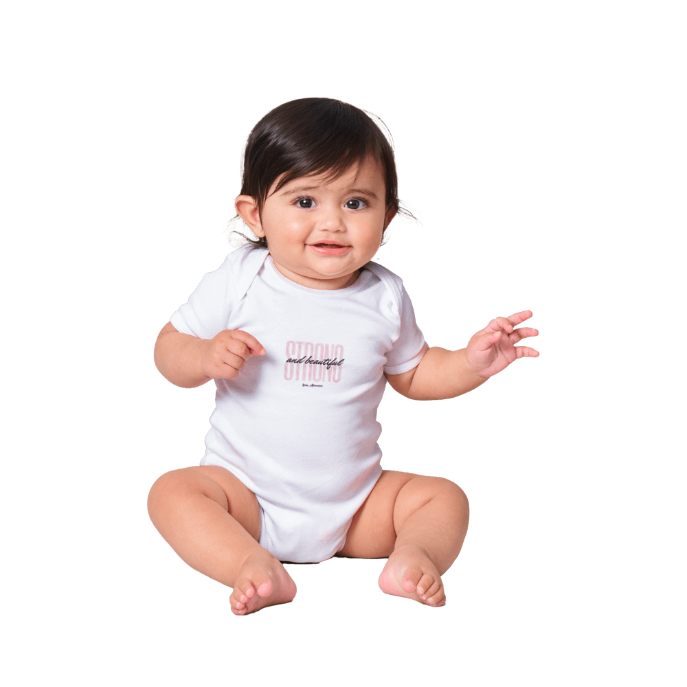 Pink Strong & Beautiful - Baby Short Sleeve Onesies - [farm_afternoons]