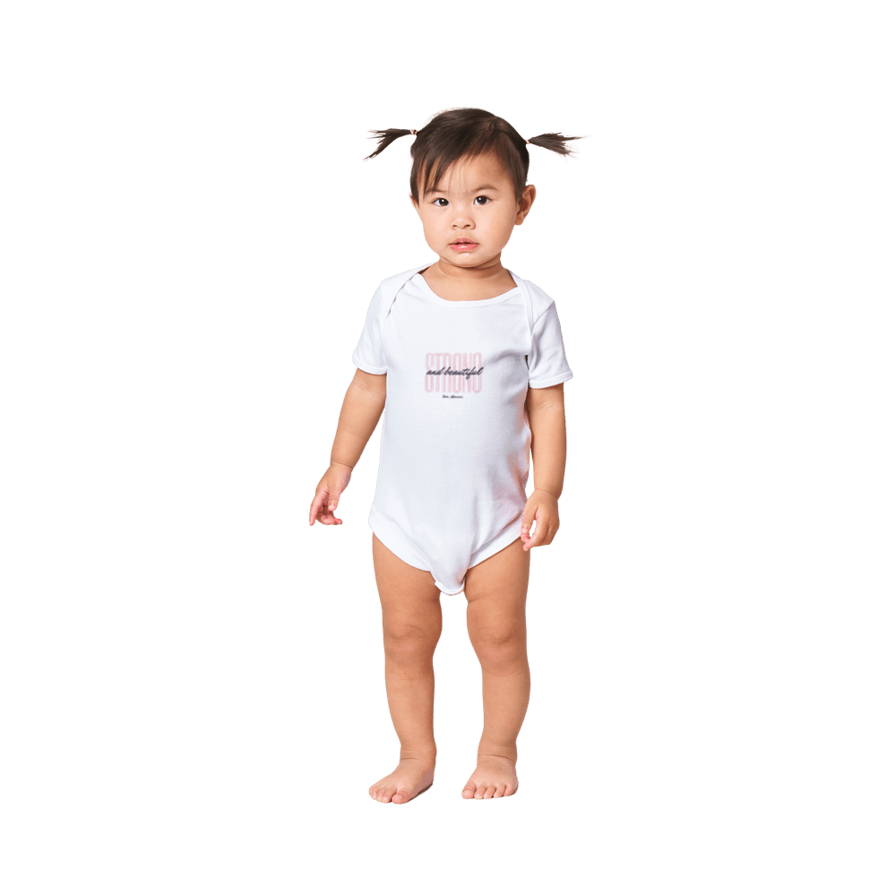 Pink Strong & Beautiful - Baby Short Sleeve Onesies - [farm_afternoons]