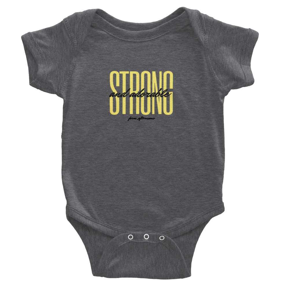 Yellow Strong and Adorable -  Baby Short Sleeve Onesies - [farm_afternoons]