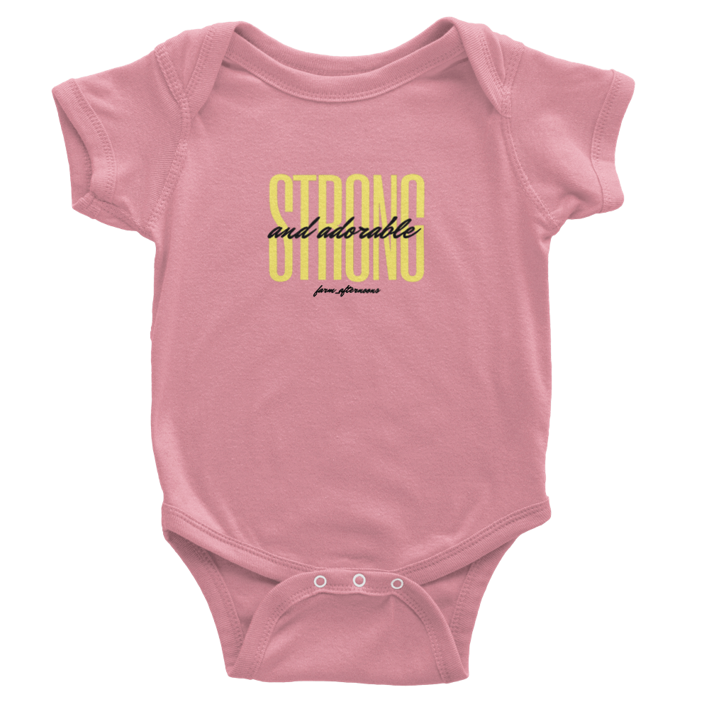 Yellow Strong and Adorable -  Baby Short Sleeve Onesies - [farm_afternoons]