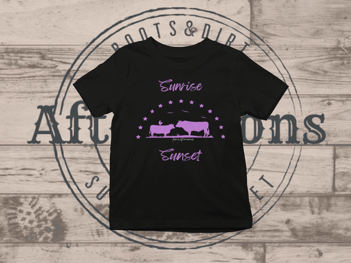 Girls Purple Sunrise Sunset - Classic Crewneck T-shirt - [farm_afternoons]