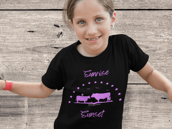 Girls Purple Sunrise Sunset - Classic Crewneck T-shirt - [farm_afternoons]