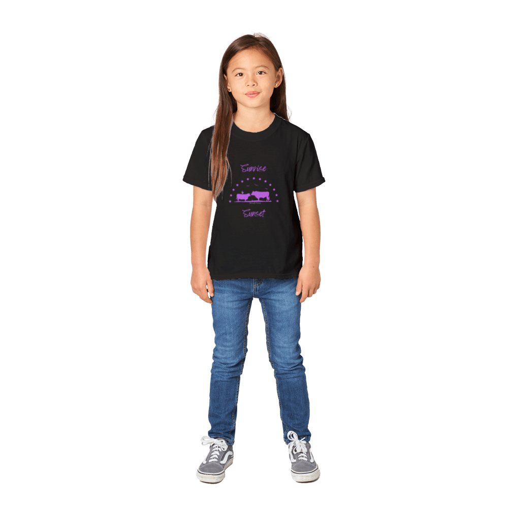 Girls Purple Sunrise Sunset - Classic Crewneck T-shirt - [farm_afternoons]